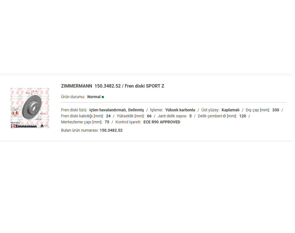BMW F10 ÖN DİSK ADET (DELİKLİ) 34116896652 BMW F10 Ön Disk Adet (Delikli) 34116896652